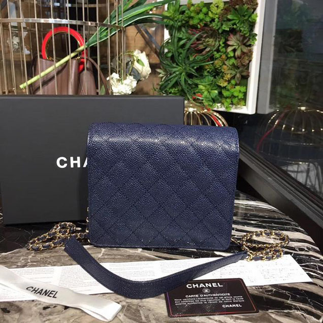 Chanel WOC Wallet On a Chain 17cm Crossbody Bag Caviar Lambskin Leather Fall Winter 2017 Act 1 Collection Navy Blue