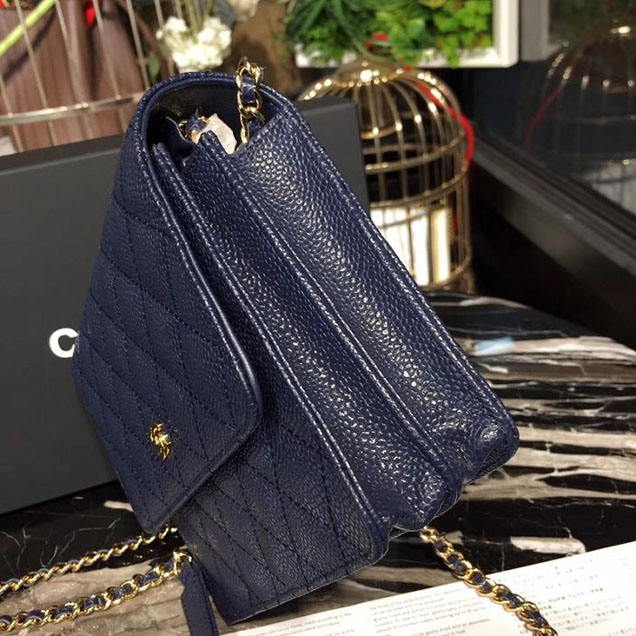 Chanel WOC Wallet On a Chain 17cm Crossbody Bag Caviar Lambskin Leather Fall Winter 2017 Act 1 Collection Navy Blue