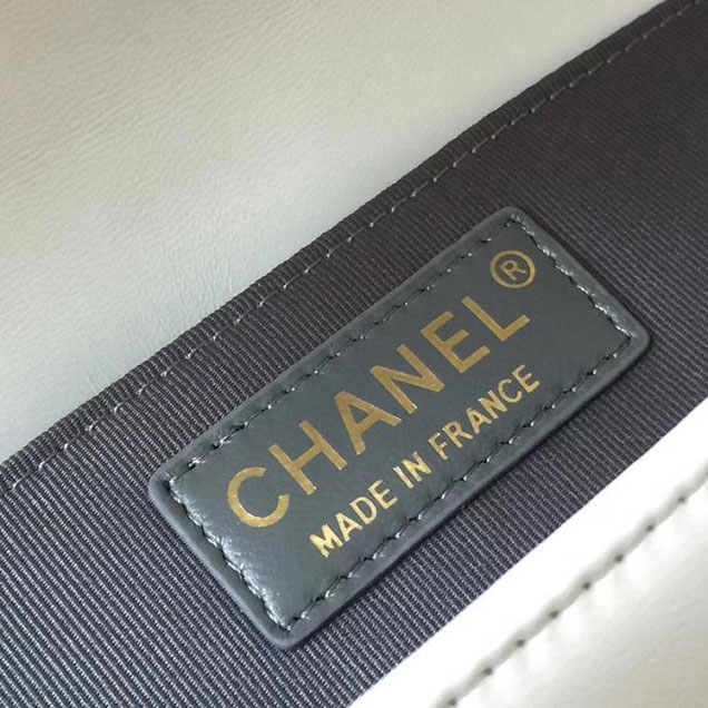 Chanel Boy Old Medium 25cm Bag Tweed Lambskin Leather Fall Winter 2017 Act 2 Collection White