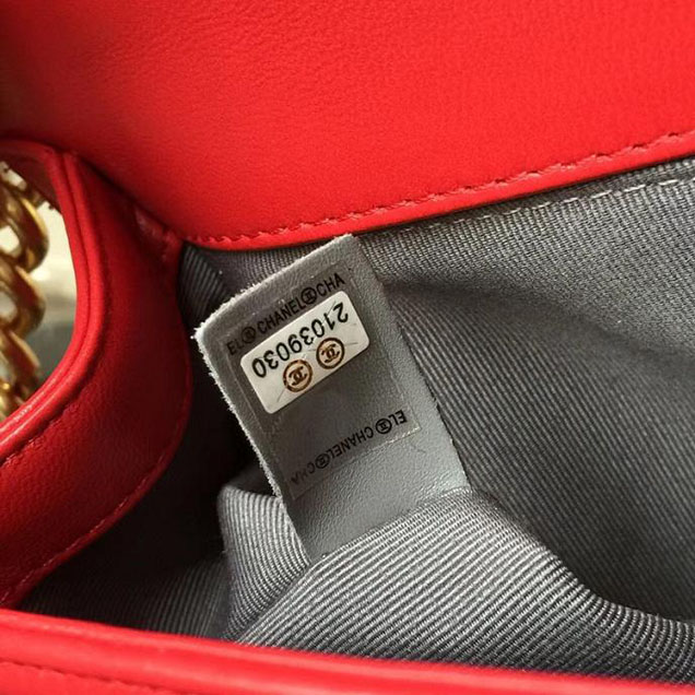 Chanel Boy Old Medium 25cm Bag Tweed Lambskin Leather Fall Winter 2017 Act 2 Collection Red
