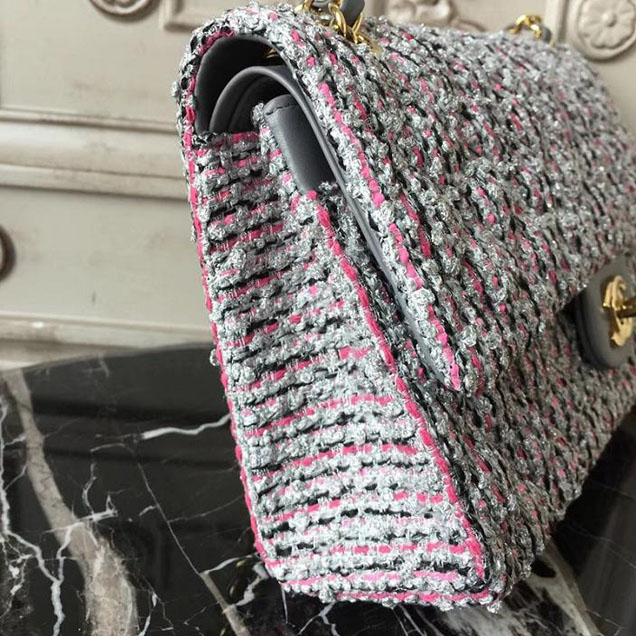 Chanel Multicolor Tweed Classic Flap Bag Medium 25cm Tweed Lambskin Leather Fall Winter 2017 Act 2 Collection Gray Multi