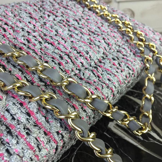 Chanel Multicolor Tweed Classic Flap Bag Medium 25cm Tweed Lambskin Leather Fall Winter 2017 Act 2 Collection Gray Multi