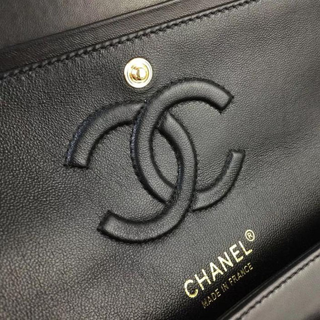 Chanel Multicolor Tweed Classic Flap Bag Medium 25cm Tweed Lambskin Leather Fall Winter 2017 Act 2 Collection Black Blue