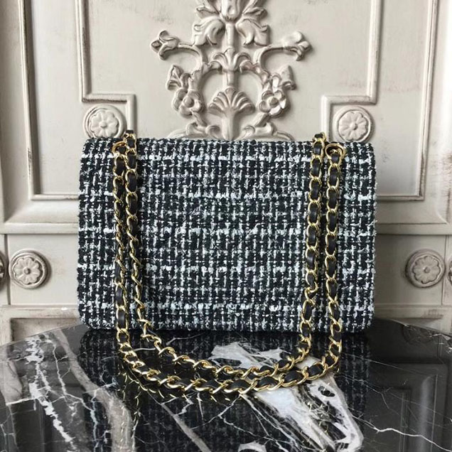 Chanel Multicolor Tweed Classic Flap Bag Medium 25cm Tweed Lambskin Leather Fall Winter 2017 Act 2 Collection Black
