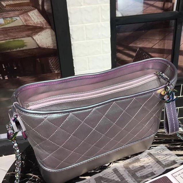 Chanel Gabrielle Hobo Bag Large 28cm Lambskin Leather Fall Winter 2017 Act 2 Collection Purple Iridescent