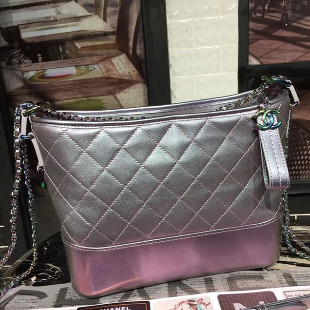 Chanel Gabrielle Hobo Bag Large 28cm Lambskin Leather Fall Winter 2017 Act 2 Collection Purple Iridescent
