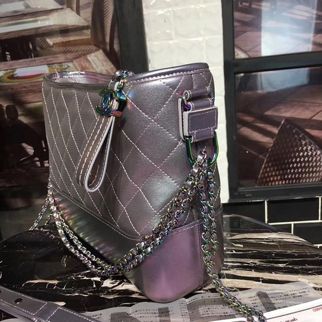 Chanel Gabrielle Hobo Bag Large 28cm Lambskin Leather Fall Winter 2017 Act 2 Collection Purple Iridescent