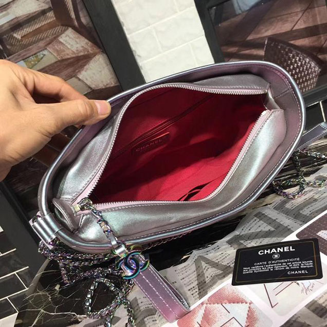 Chanel Gabrielle Hobo Bag Large 28cm Lambskin Leather Fall Winter 2017 Act 2 Collection Purple Iridescent