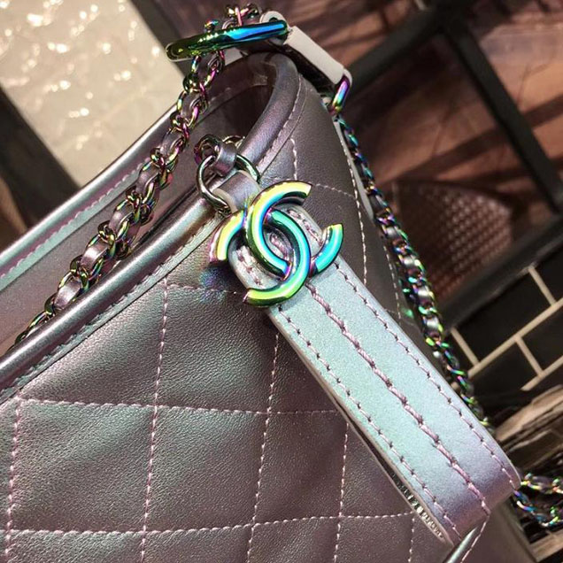 Chanel Gabrielle Hobo Bag Large 28cm Lambskin Leather Fall Winter 2017 Act 2 Collection Purple Iridescent