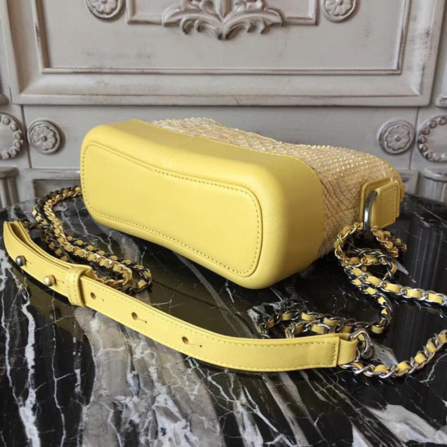 Chanel Gabrielle Hobo Bag Small 20cm Python Leather Fall Winter 2017 Act 2 Collection Yellow