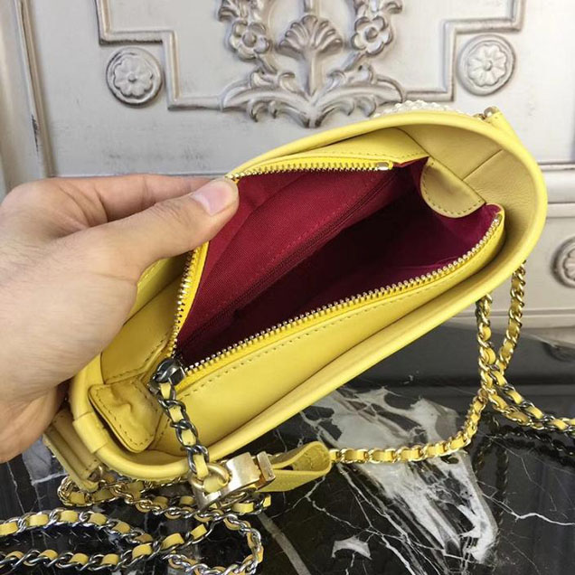 Chanel Gabrielle Hobo Bag Small 20cm Python Leather Fall Winter 2017 Act 2 Collection Yellow