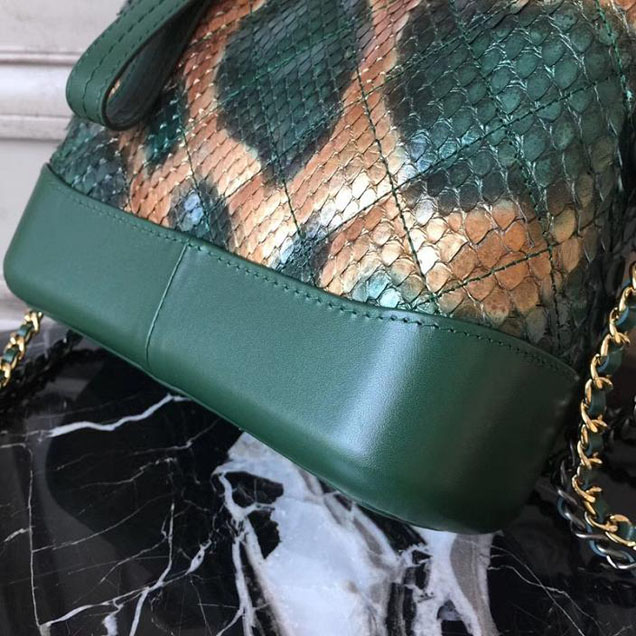 Chanel Gabrielle Hobo Bag Small 20cm Python Leather Fall Winter 2017 Act 2 Collection Green Copper