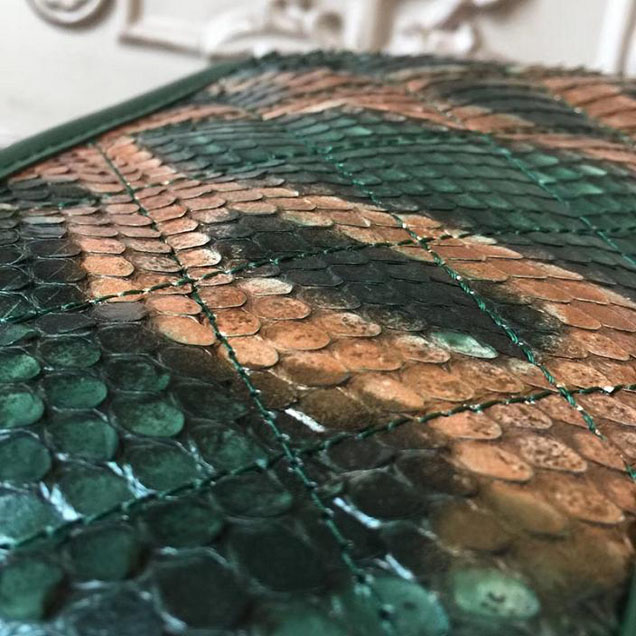 Chanel Gabrielle Hobo Bag Small 20cm Python Leather Fall Winter 2017 Act 2 Collection Green Copper