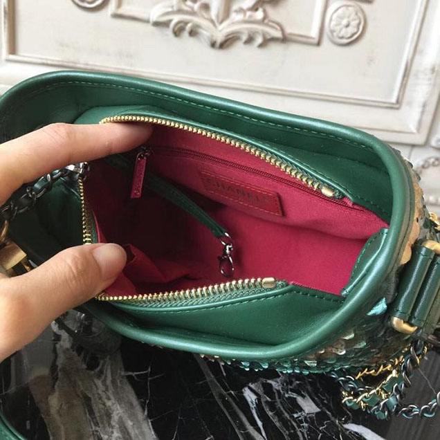 Chanel Gabrielle Hobo Bag Small 20cm Python Leather Fall Winter 2017 Act 2 Collection Green Copper