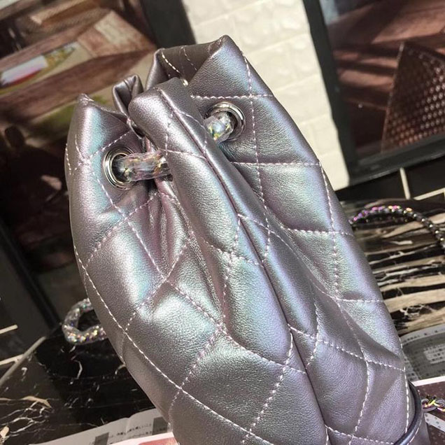 Chanel Gabrielle Backpack Bag Small 23cm Lambskin Leather Fall Winter 2017 Act 2 Collection Purple Iridescent