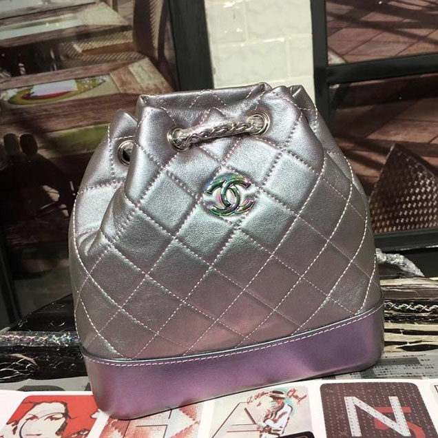 Chanel Gabrielle Backpack Bag Small 23cm Lambskin Leather Fall Winter 2017 Act 2 Collection Purple Iridescent