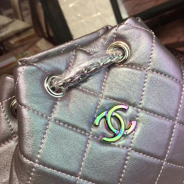 Chanel Gabrielle Backpack Bag Small 23cm Lambskin Leather Fall Winter 2017 Act 2 Collection Purple Iridescent