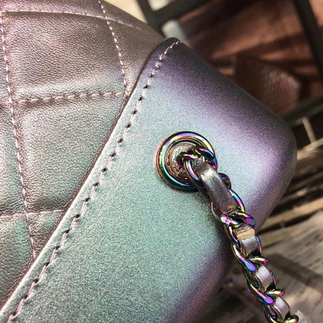 Chanel Gabrielle Backpack Bag Small 23cm Lambskin Leather Fall Winter 2017 Act 2 Collection Purple Iridescent