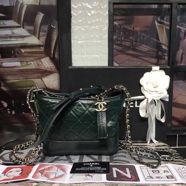 Chanel Gabrielle Hobo Bag Small 20cm Lambskin Leather Fall Winter 2017 Act 2 Collection Green