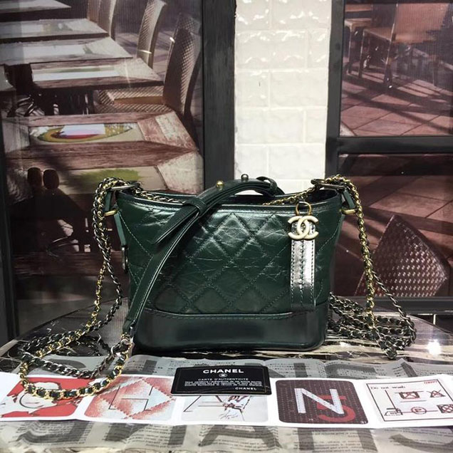 Chanel Gabrielle Hobo Bag Small 20cm Lambskin Leather Fall Winter 2017 Act 2 Collection Green