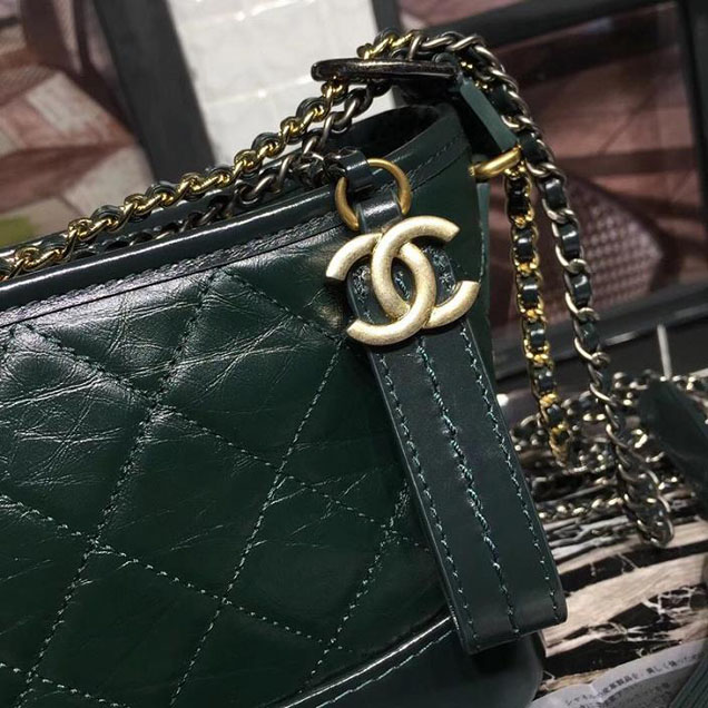 Chanel Gabrielle Hobo Bag Small 20cm Lambskin Leather Fall Winter 2017 Act 2 Collection Green