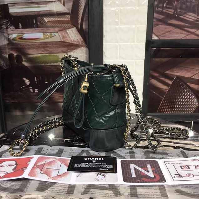 Chanel Gabrielle Hobo Bag Small 20cm Lambskin Leather Fall Winter 2017 Act 2 Collection Green