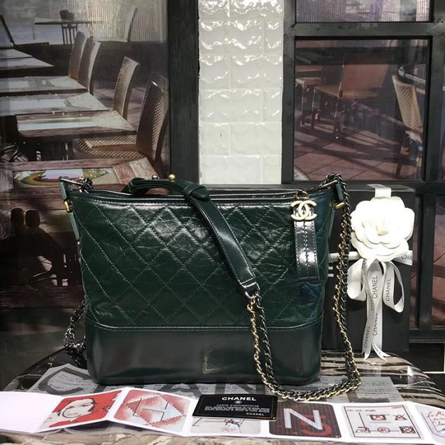 Chanel Gabrielle Hobo Bag Large 28cm Lambskin Leather Fall Winter 2017 Act 2 Collection Green