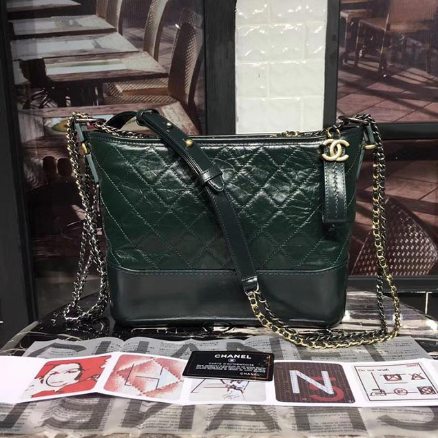 Chanel Gabrielle Hobo Bag Large 28cm Lambskin Leather Fall Winter 2017 Act 2 Collection Green