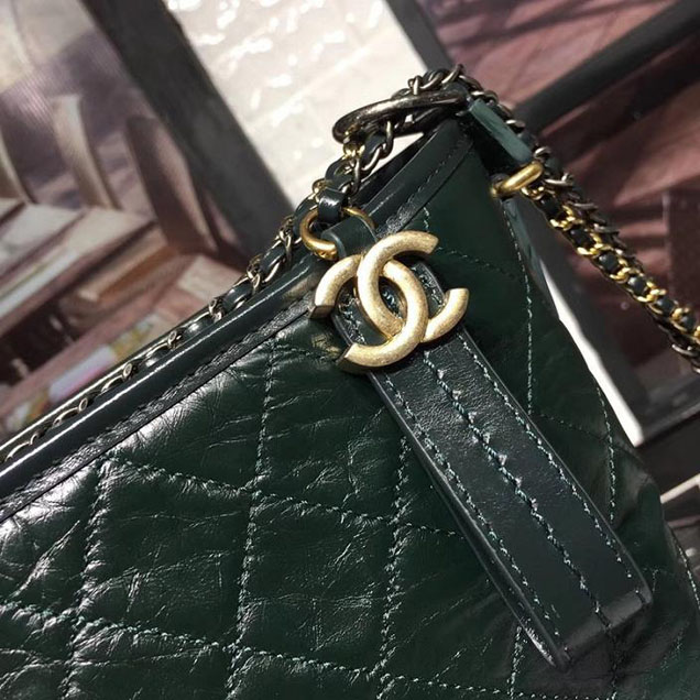 Chanel Gabrielle Hobo Bag Large 28cm Lambskin Leather Fall Winter 2017 Act 2 Collection Green
