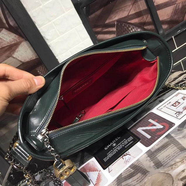 Chanel Gabrielle Hobo Bag Large 28cm Lambskin Leather Fall Winter 2017 Act 2 Collection Green