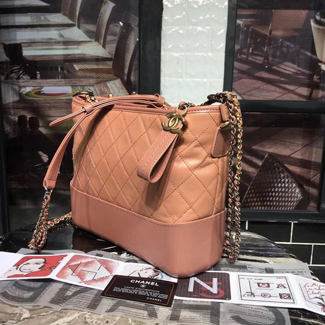 Chanel Gabrielle Hobo Bag Large 28cm Lambskin Leather Fall Winter 2017 Act 2 Collection Apricot