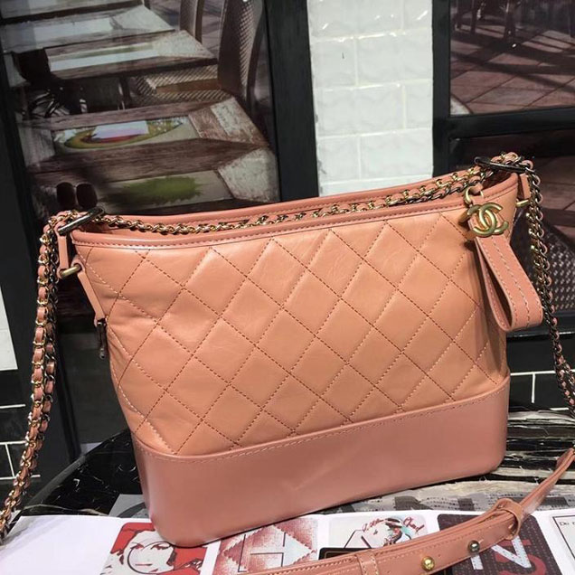 Chanel Gabrielle Hobo Bag Large 28cm Lambskin Leather Fall Winter 2017 Act 2 Collection Apricot