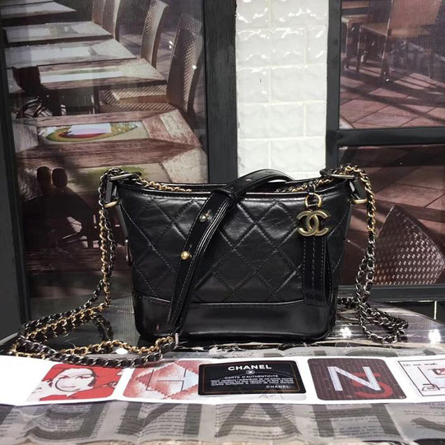 Chanel Gabrielle Hobo Bag Small 20cm Lambskin Leather Fall Winter 2017 Act 2 Collection Black