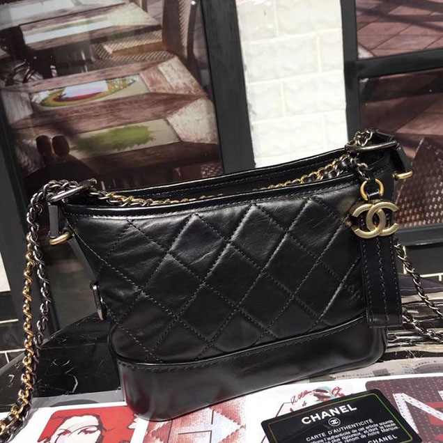 Chanel Gabrielle Hobo Bag Small 20cm Lambskin Leather Fall Winter 2017 Act 2 Collection Black