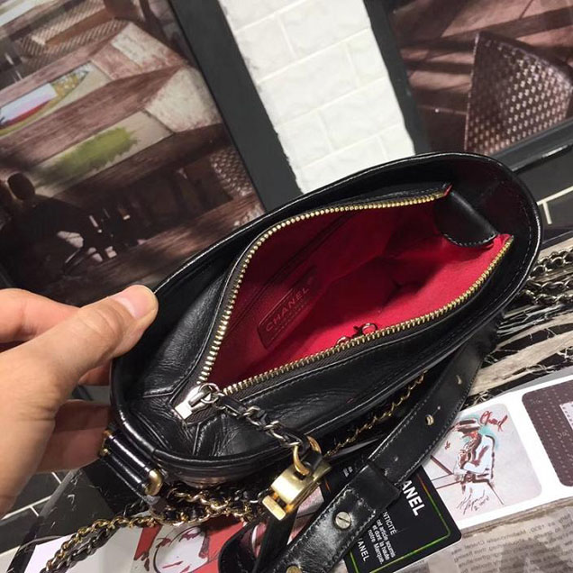 Chanel Gabrielle Hobo Bag Small 20cm Lambskin Leather Fall Winter 2017 Act 2 Collection Black