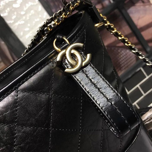 Chanel Gabrielle Hobo Bag Large 28cm Lambskin Leather Fall Winter 2017 Act 2 Collection Black