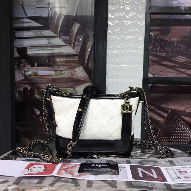 Chanel Gabrielle Hobo Bag Small 20cm Lambskin Leather Fall Winter 2017 Act 2 Collection White Black