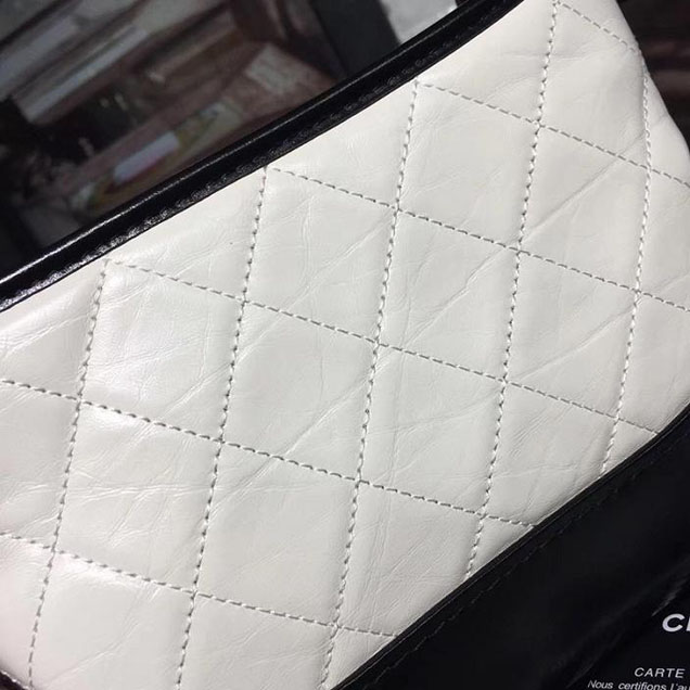 Chanel Gabrielle Hobo Bag Small 20cm Lambskin Leather Fall Winter 2017 Act 2 Collection White Black