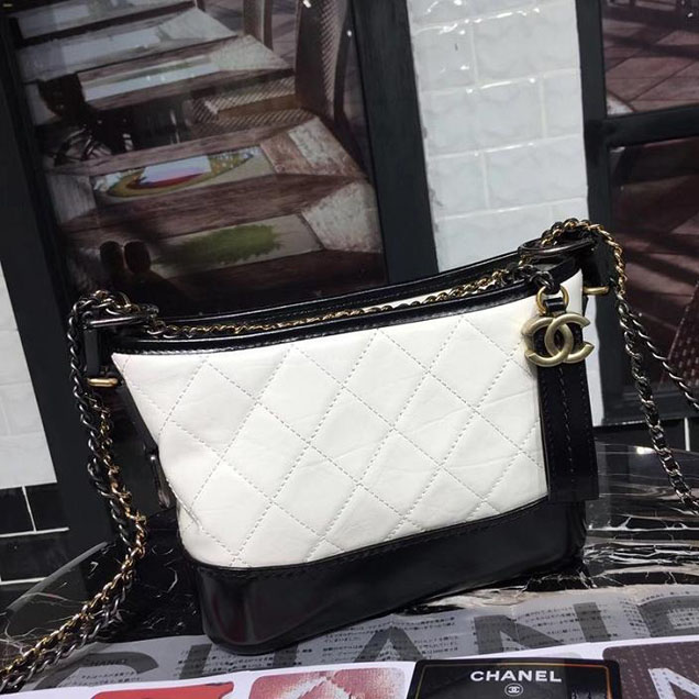Chanel Gabrielle Hobo Bag Small 20cm Lambskin Leather Fall Winter 2017 Act 2 Collection White Black