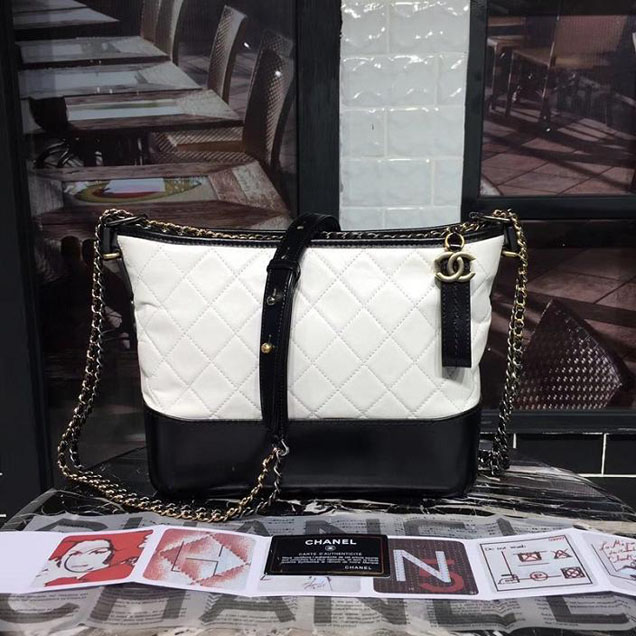 Chanel Gabrielle Hobo Bag Large 28cm Lambskin Leather Fall Winter 2017 Act 2 Collection White Black
