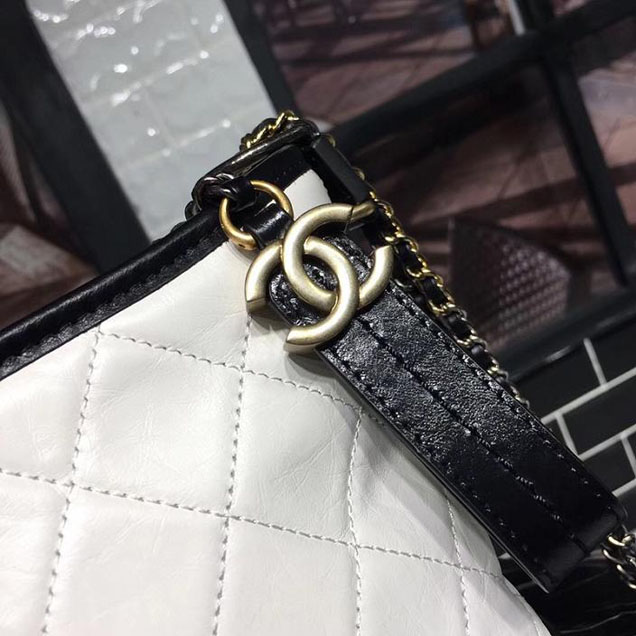 Chanel Gabrielle Hobo Bag Large 28cm Lambskin Leather Fall Winter 2017 Act 2 Collection White Black