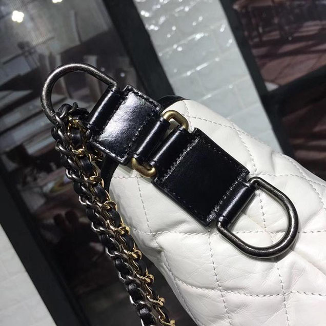 Chanel Gabrielle Hobo Bag Large 28cm Lambskin Leather Fall Winter 2017 Act 2 Collection White Black
