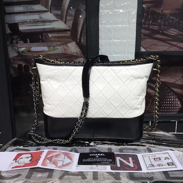 Chanel Gabrielle Hobo Bag Large 28cm Lambskin Leather Fall Winter 2017 Act 2 Collection White Black