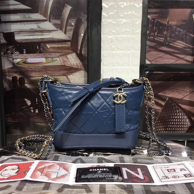Chanel Gabrielle Hobo Bag Small 20cm Lambskin Leather Fall Winter 2017 Act 2 Collection Blue