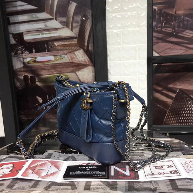 Chanel Gabrielle Hobo Bag Small 20cm Lambskin Leather Fall Winter 2017 Act 2 Collection Blue