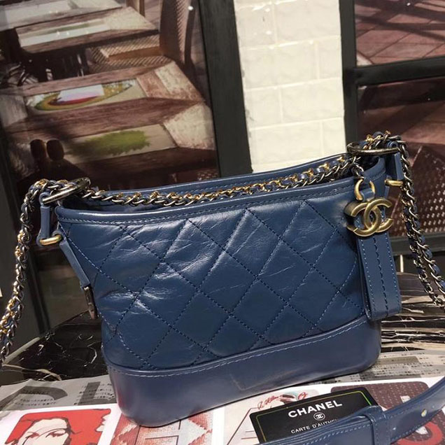 Chanel Gabrielle Hobo Bag Small 20cm Lambskin Leather Fall Winter 2017 Act 2 Collection Blue