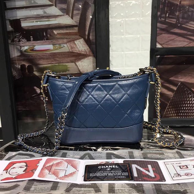 Chanel Gabrielle Hobo Bag Small 20cm Lambskin Leather Fall Winter 2017 Act 2 Collection Blue