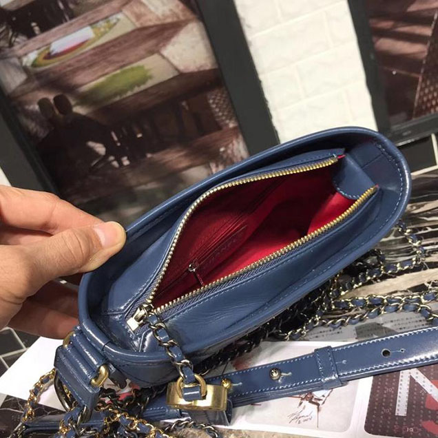 Chanel Gabrielle Hobo Bag Small 20cm Lambskin Leather Fall Winter 2017 Act 2 Collection Blue