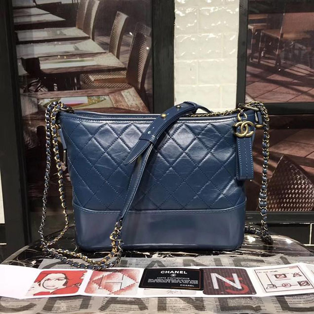 Chanel Gabrielle Hobo Bag Large 28cm Lambskin Leather Fall Winter 2017 Act 2 Collection Blue