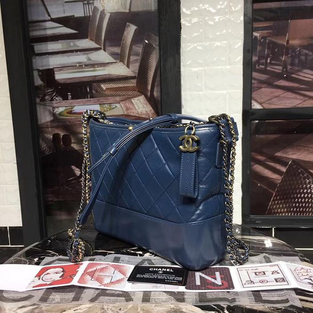 Chanel Gabrielle Hobo Bag Large 28cm Lambskin Leather Fall Winter 2017 Act 2 Collection Blue